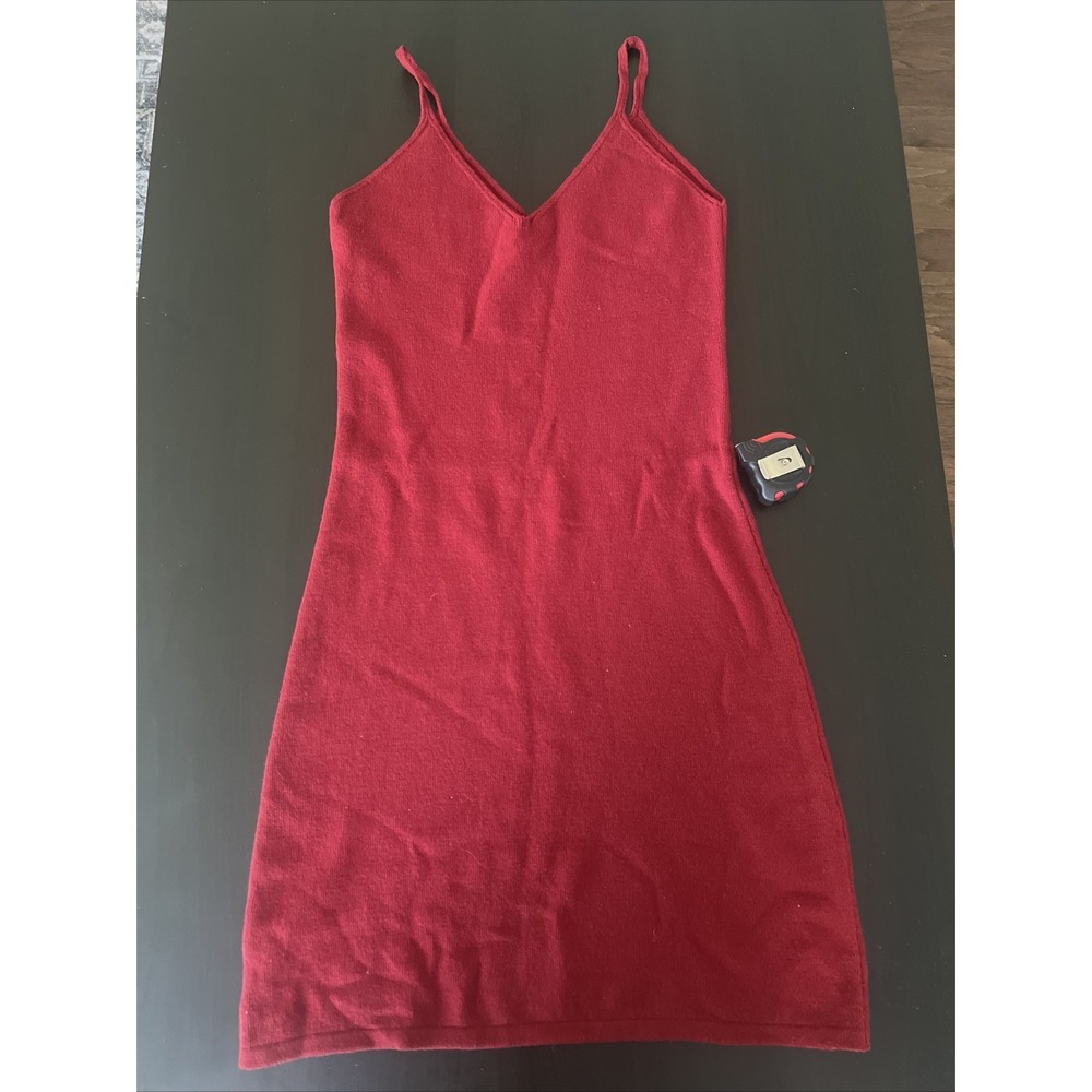 Sisley Italy red Midi Maxi Sweater Dress medium Wool Sleeveless V Neck Stretch